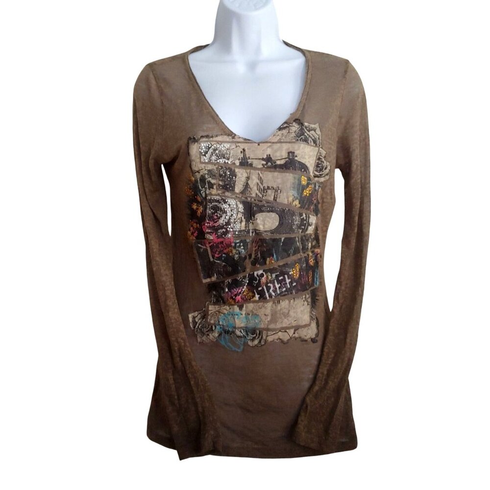 In Vein Affliction Burnout Graffiti Blingy Grunge Punk Y2k Shirt M